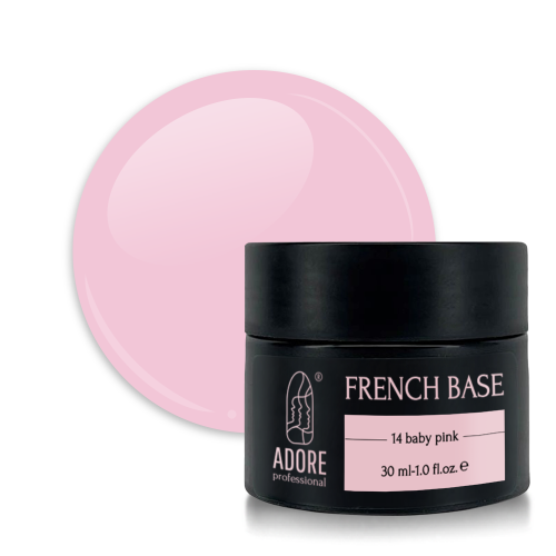 Камуфлююча база для нігтів Adore French Base №14 — baby pink, 30 мл