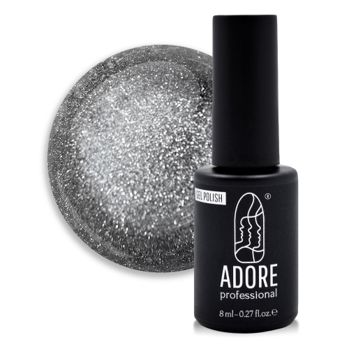 Гель-лак для нігтів котяче око Adore professional №459 - irbis, сріблясто-платинові переливи, 8 мл