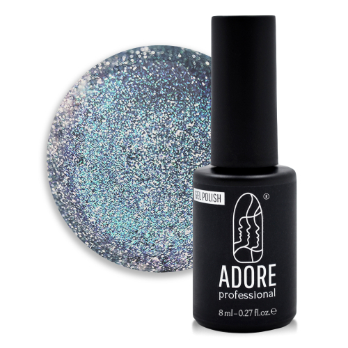 Гель-лак для нігтів котяче око Adore professional №463 - margay, платиново-блакитні переливи, 8 мл