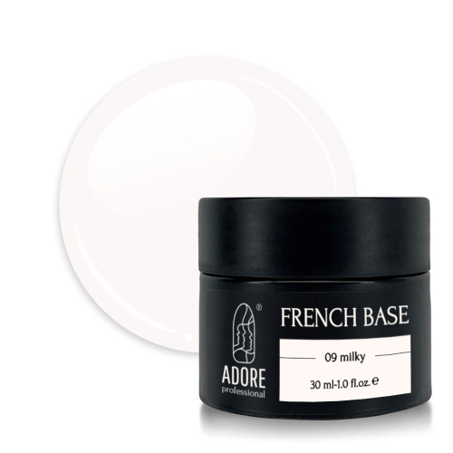 Камуфлююча база для нігтів Adore French Base №09 — milky, 30 мл