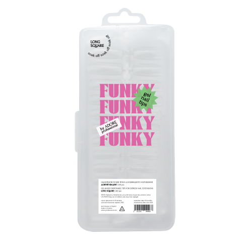 Гелеві тіпси для нарощення Adore Funky gel tips Square long, 240 шт