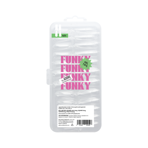 Гелеві тіпси для нарощення Adore Funky gel tips Mix, 240 шт