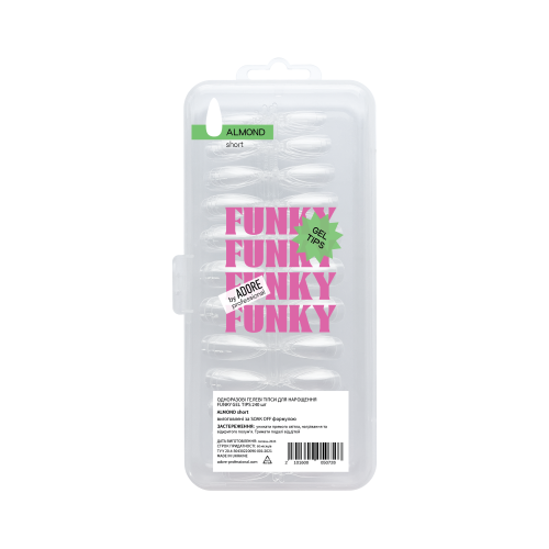 Гелеві тіпси для нарощення Adore Funky gel tips Almond short, 240 шт