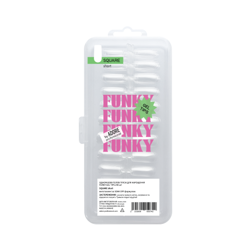 Гелеві тіпси для нарощення Adore Funky gel tips Square short, 240 шт