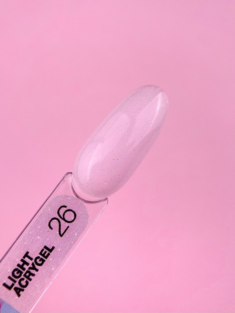Рідкий гель LunaMoon Light Acrygel №26 ніжно рожевий з блискітками, 13 мл