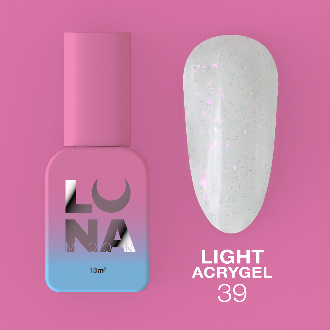 Рідкий світловідбиваючий гель LunaMoon Light Acrygel №39 з блискітками, 13 мл