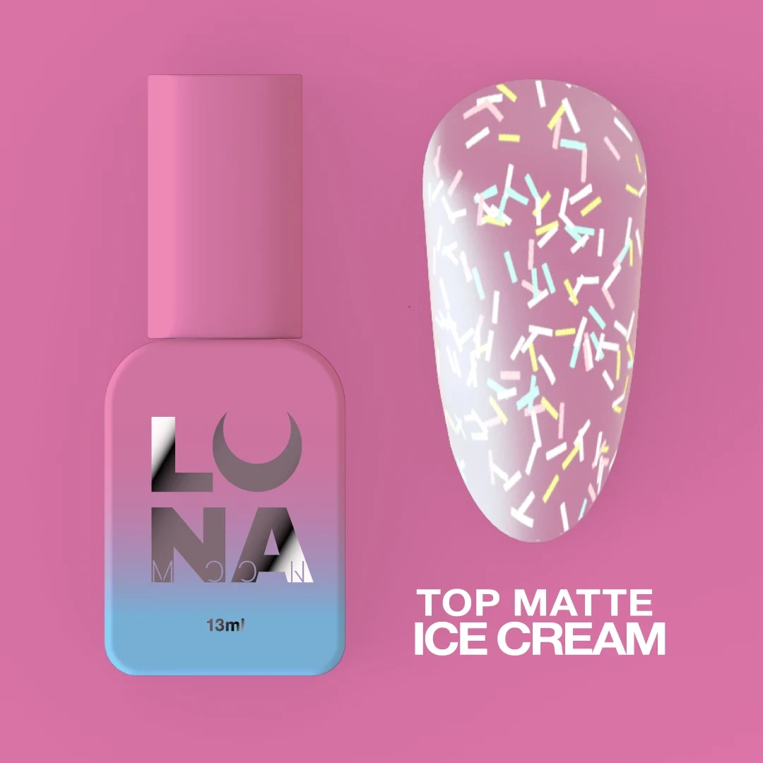 Матовий топ для нігтів LunaMoon Top Matt Ice Cream, 13 мл