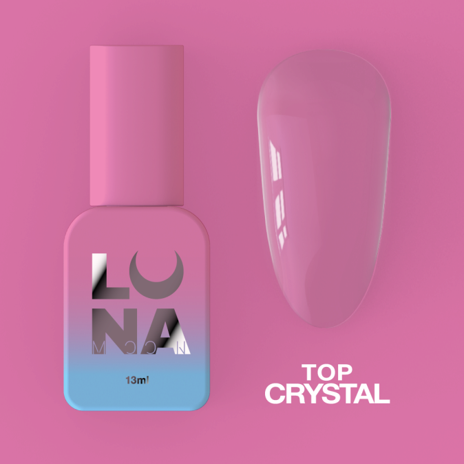 Топ для нігтів без липкого шару LunaMoon Crystal прозорий, 13 мл