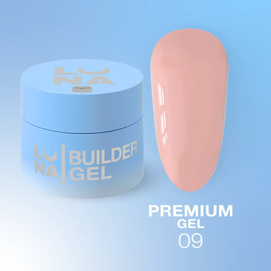 Гель для нарощення нігтів LunaMoon Gel Premium №9 персиково-рожевий, 15 мл