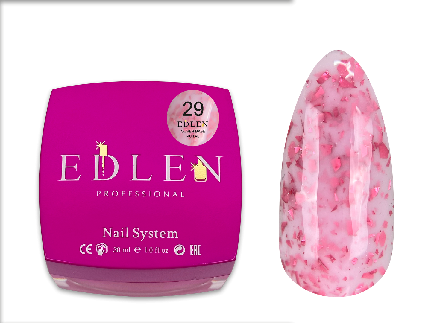 Камуфлююча база для нігтів Edlen Cover base Potal №29, 30 мл