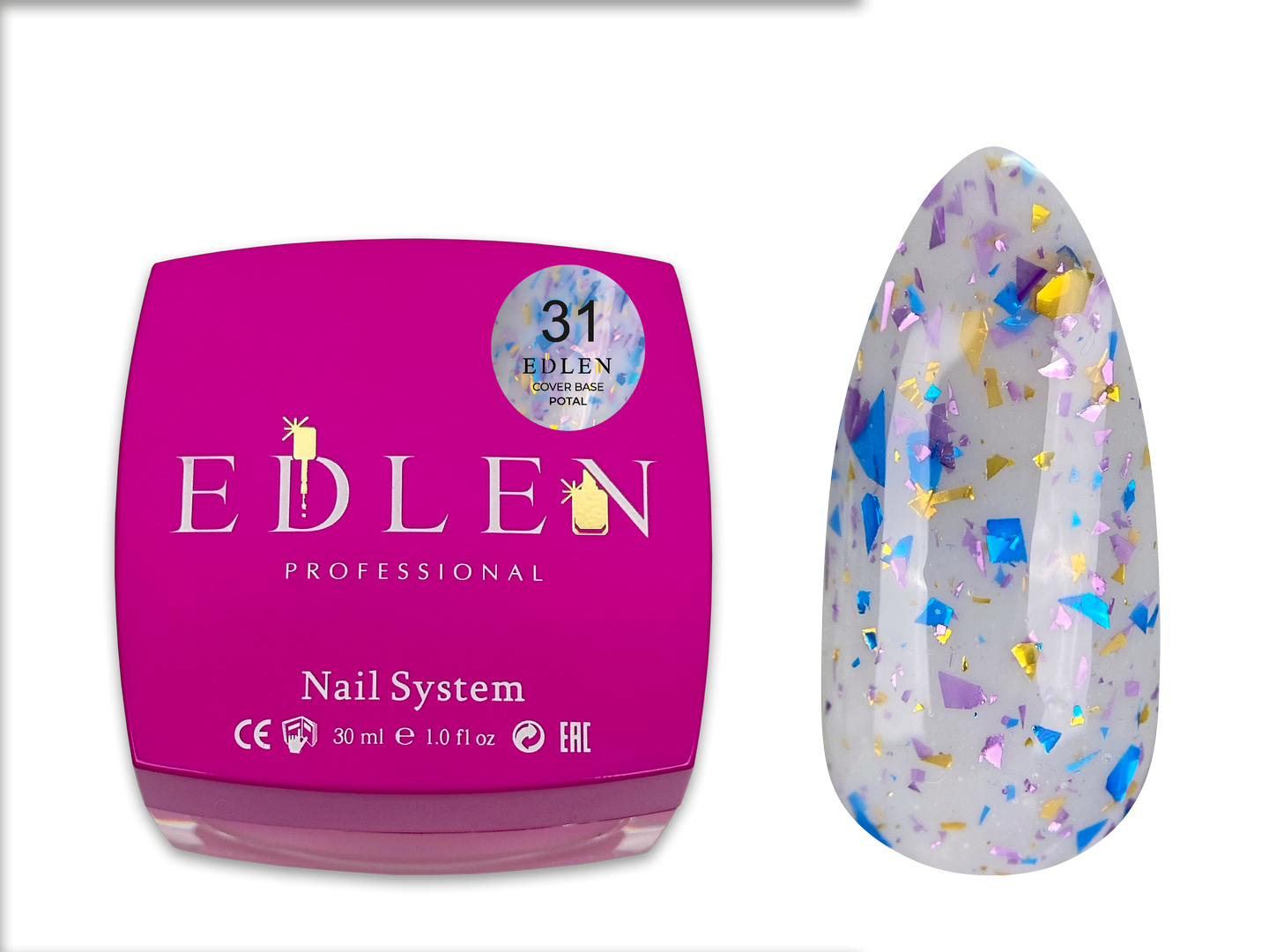 Камуфлююча база для нігтів Edlen Cover base Potal №31, 30 мл