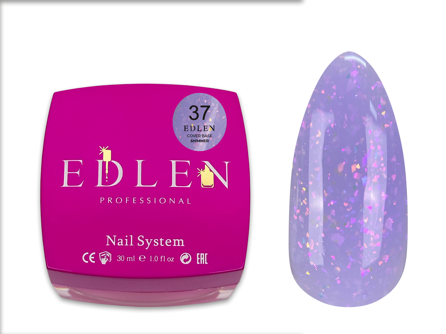 Камуфлююча база Edlen Cover base Shimmer №37 ліловий із шимером, 30 мл