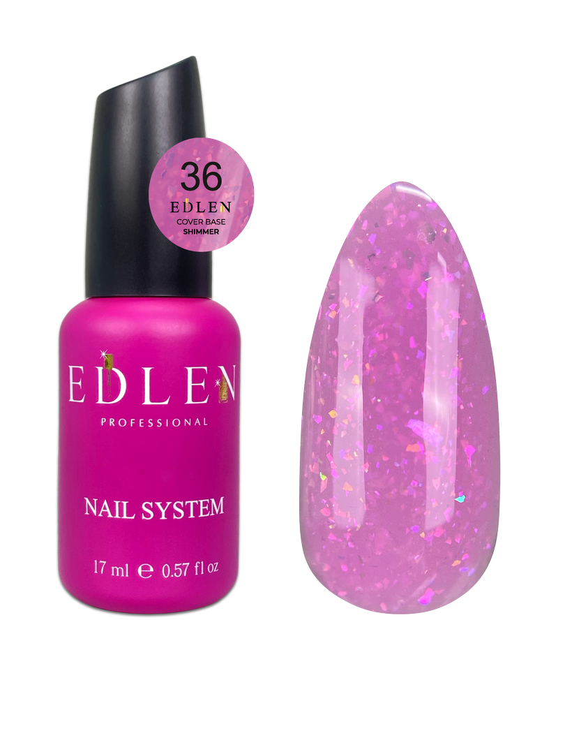 Камуфлююча база для нігтів Edlen Cover base Shimmer №36, 17 мл