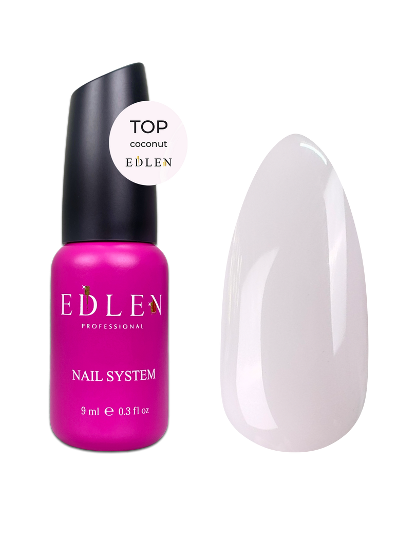 Глянцевий топ без липкого шару Edlen Top coconut ніжно-рожевий, 9 мл