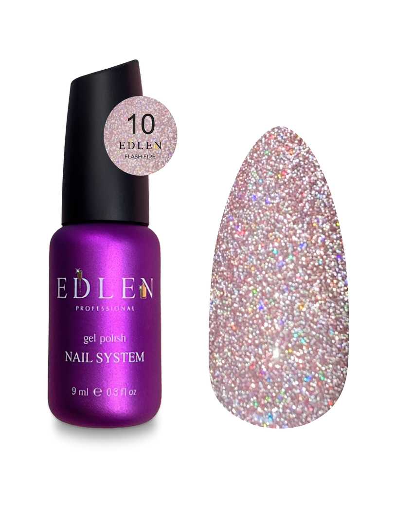 Гель-лак для нігтів світловідбиваючий Edlen Flash Fire №10, 9 мл