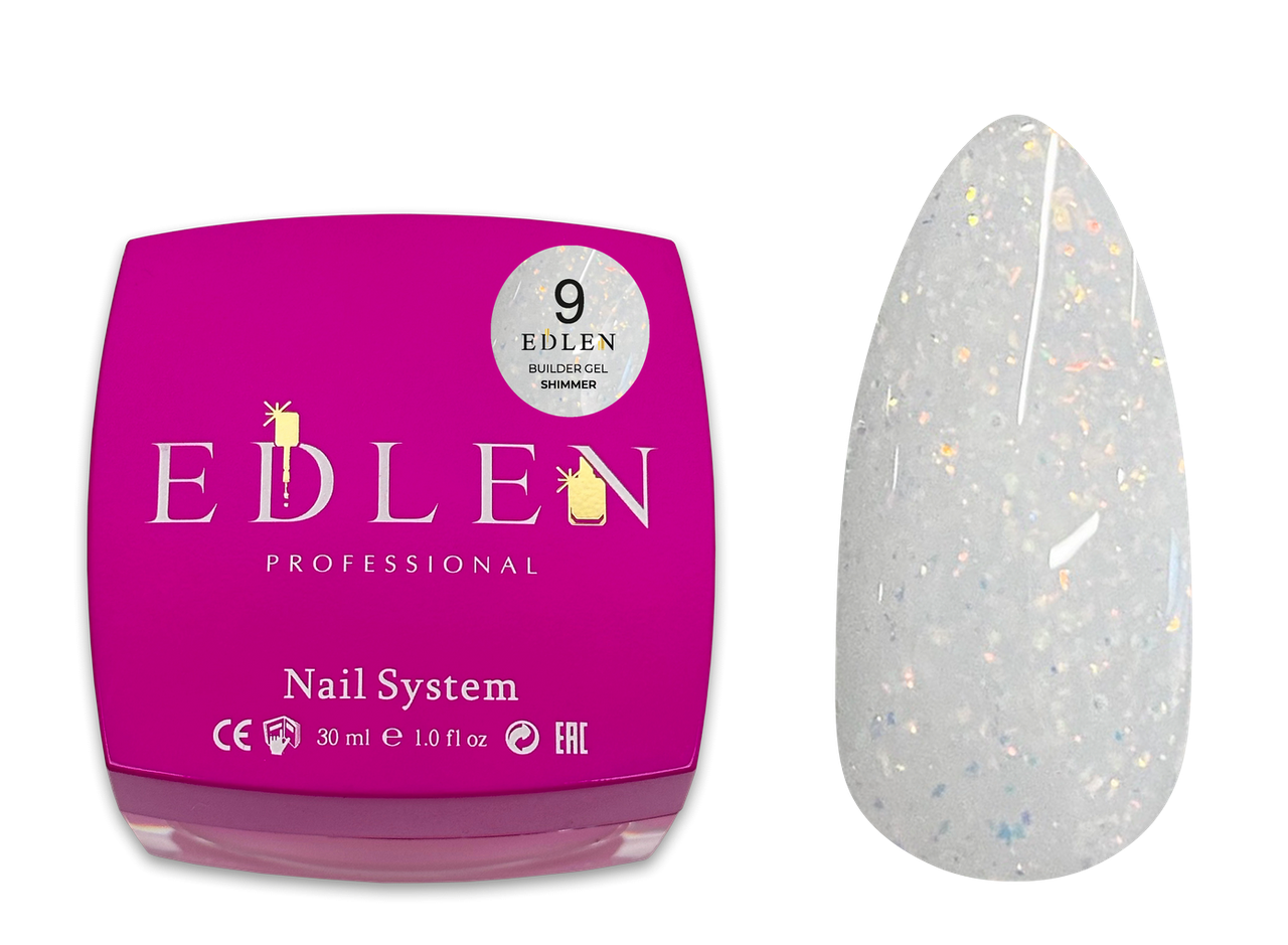 Універсальний гель з шимером Edlen Builder gel Shimmer №09 молочний, 30 мл