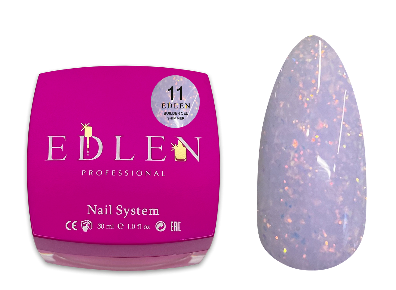 Універсальний гель з шимером Edlen Builder gel Shimmer №11 ліловий, 30 мл