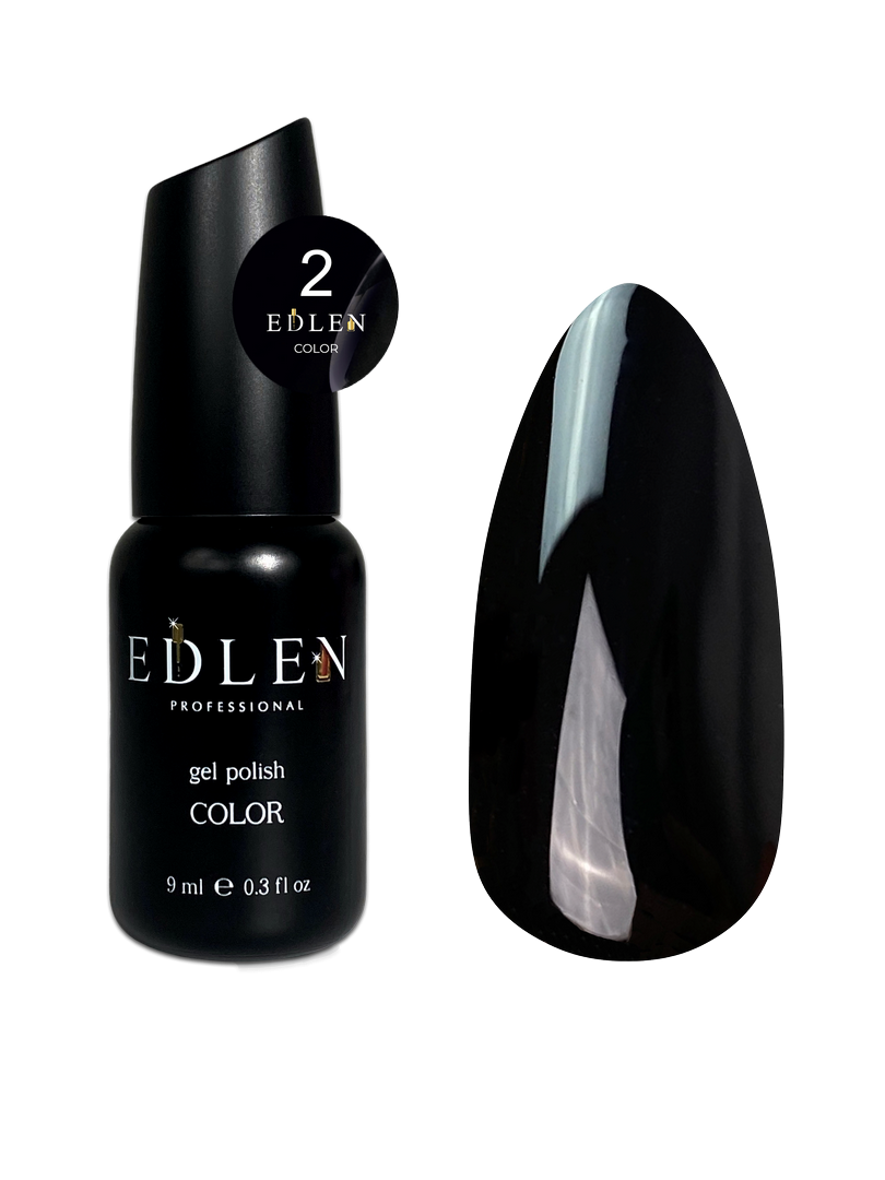 Гель-лак для нігтів Edlen Color №002 чорний, 9 мл