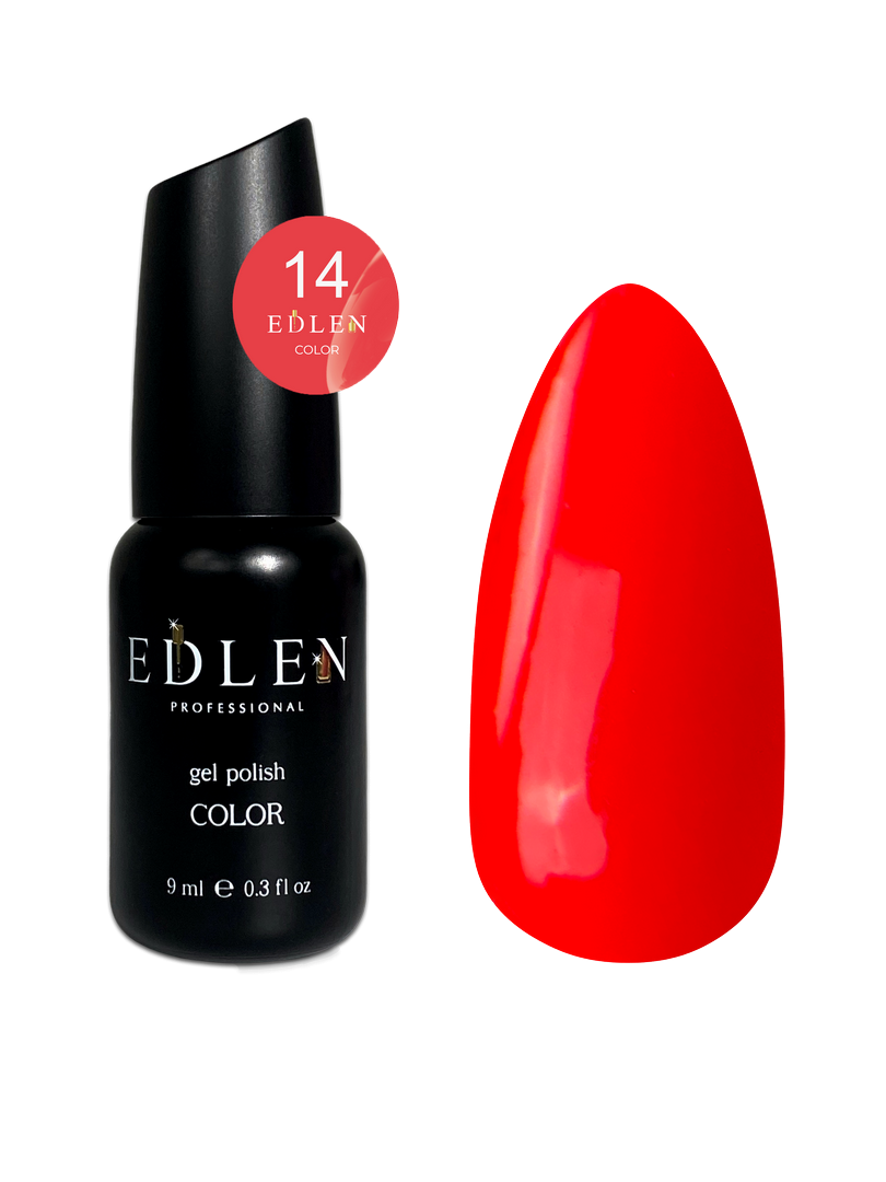 Гель-лак для нігтів Edlen Color №014 коралово-червоний, 9 мл