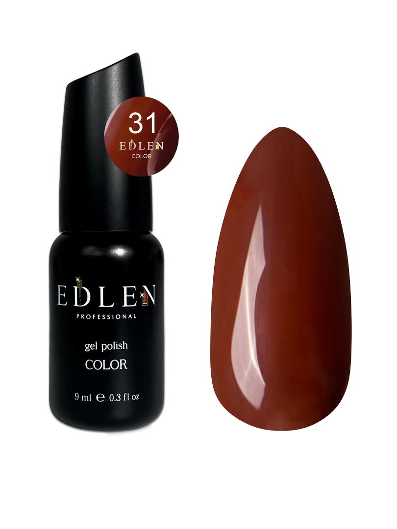 Гель-лак для нігтів Edlen Color №031 червоно-коричневий, 9 мл