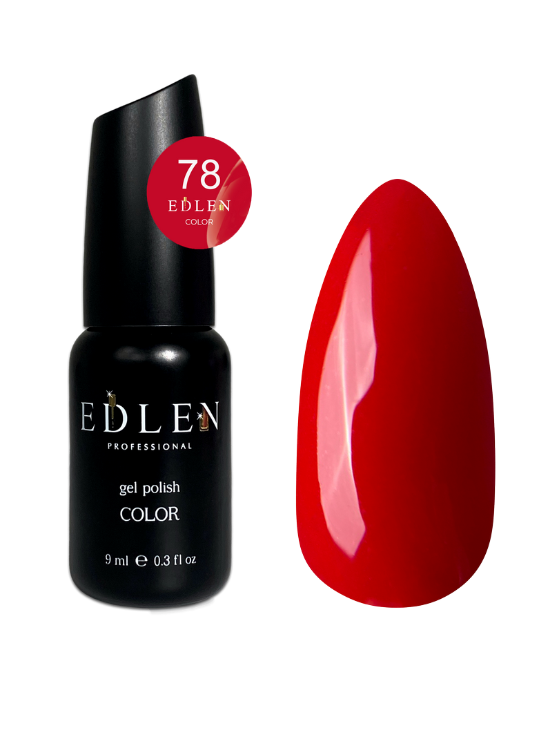 Гель-лак для нігтів Edlen Color №078 приглушений яскраво-червоний, 9 мл