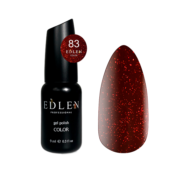 Гель-лак для нігтів Edlen Color №083 бордовий з блискітками, 9 мл