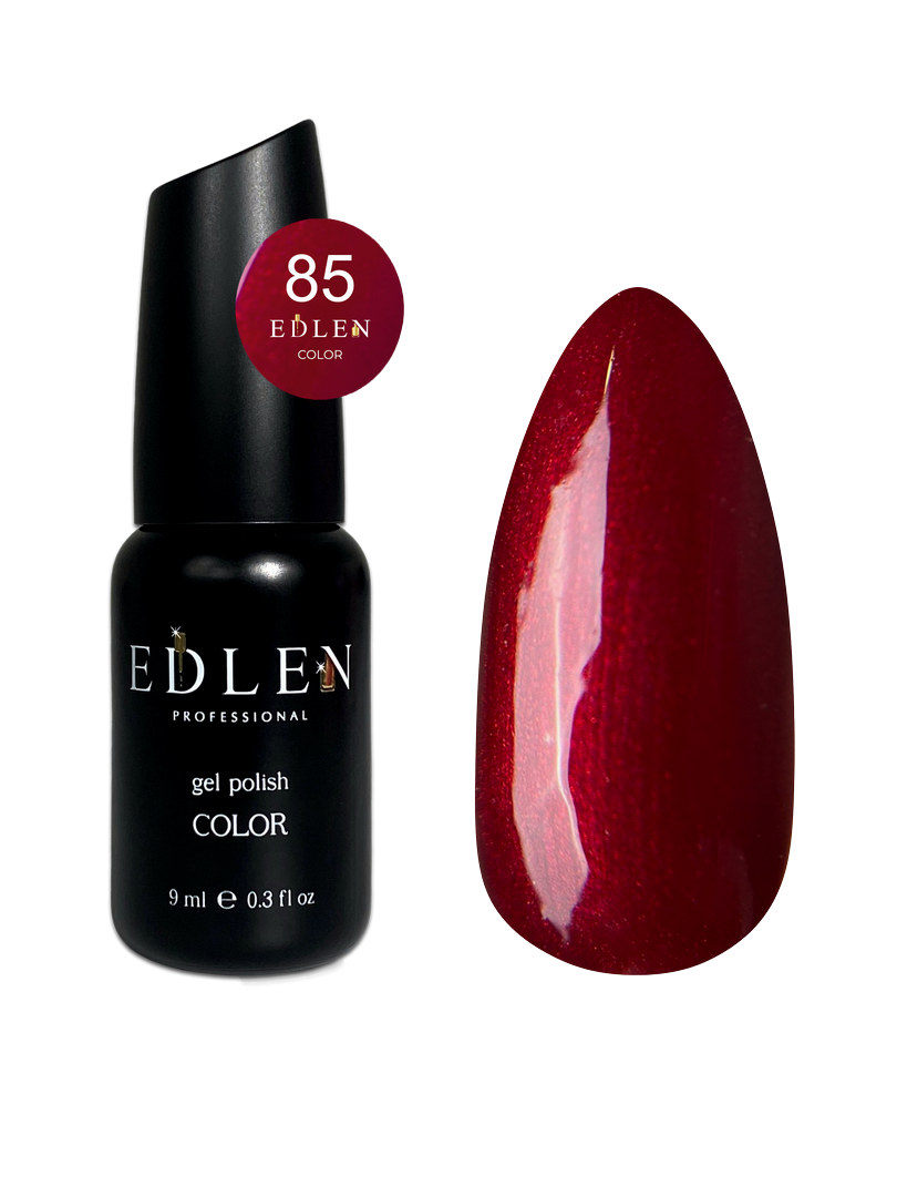 Гель-лак для нігтів Edlen Color №085 темно-малиновий з мікроблиском, 9 мл