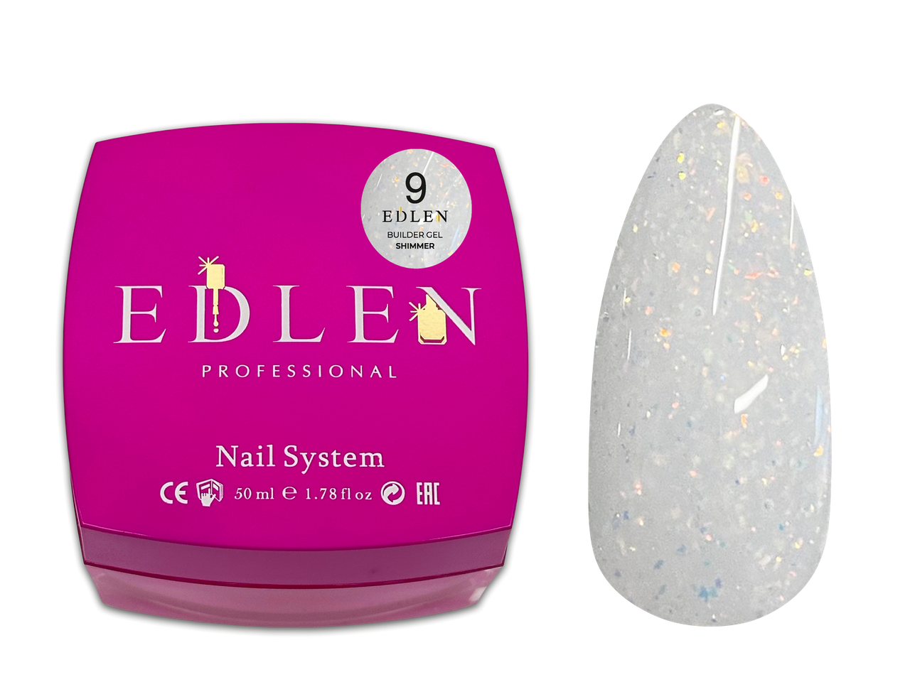 Універсальний гель з шимером Edlen Builder gel Shimmer №09 молочний, 50 мл