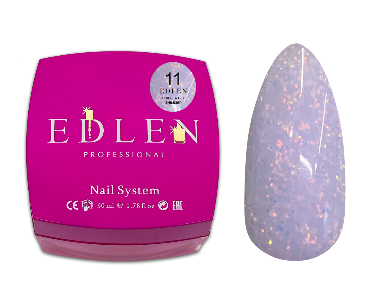 Універсальний гель з шимером Edlen Builder gel Shimmer №11 ліловий, 50 мл