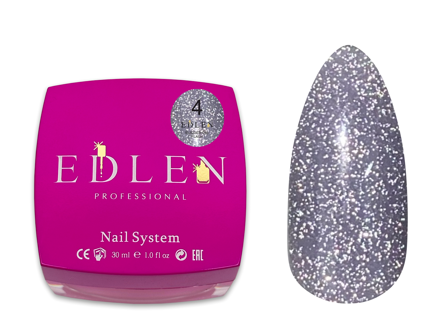 Світловідбиваючий гель для нарощення Edlen Builder Gel Flash №4, 15 мл