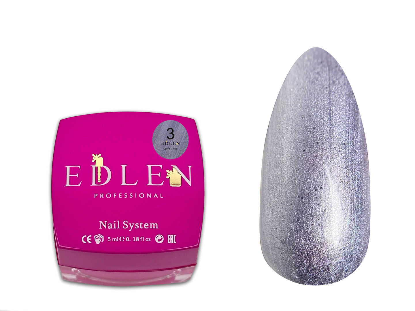 Гель-фарба Edlen Metal Gel №03 Lilac з металевим ефектом, 5 мл