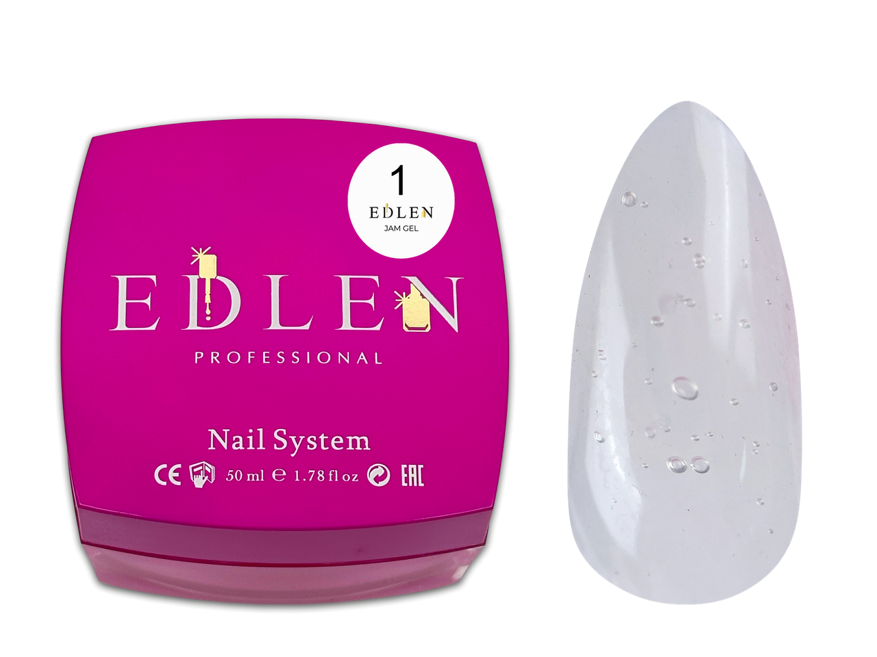Гель-желе для укріплення нігтів Edlen Jam gel №1 прозорий, 50 мл