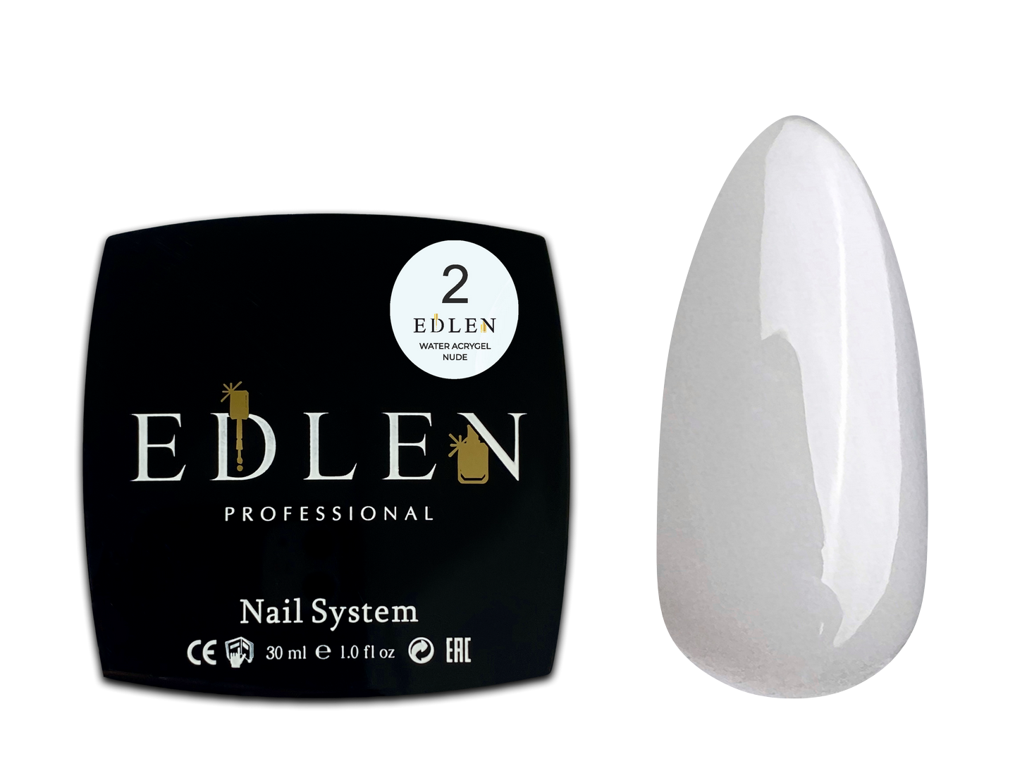 Рідкий гель для зміцнення та моделювання нігтя Edlen Water Acrygel Nude No02, 30 мл