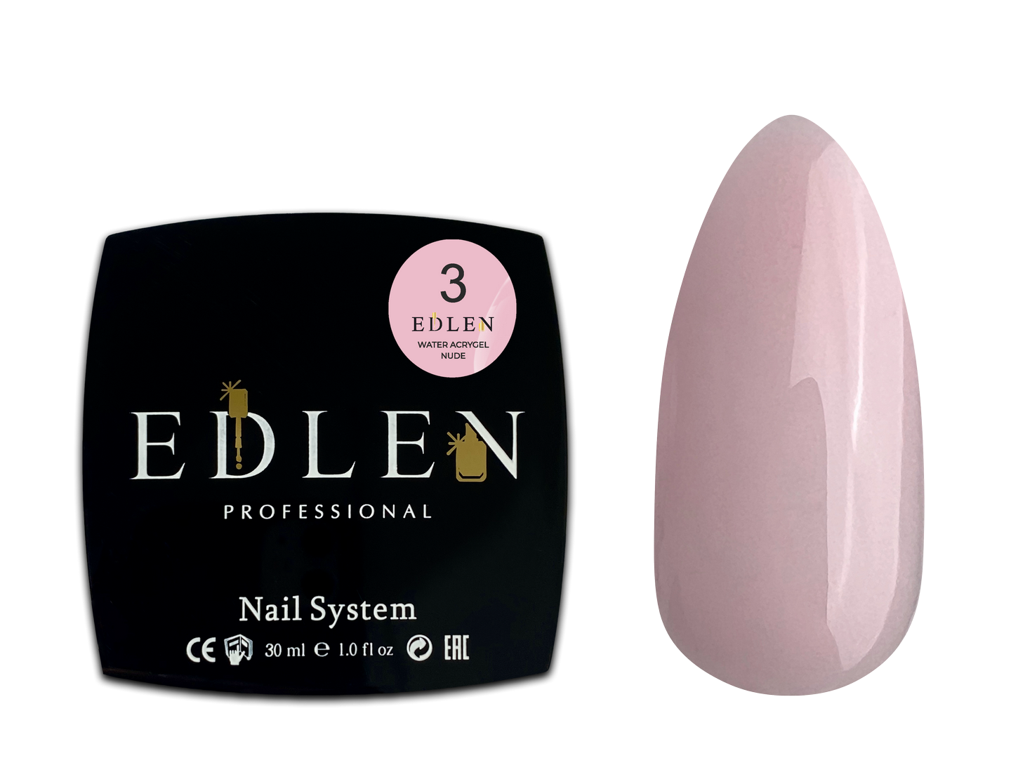 Рідкий гель для зміцнення та моделювання нігтя Edlen Water Acrygel Nude №03 рожево-пудровий, 30 мл