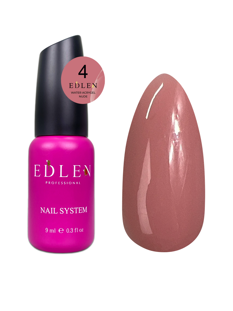 Рідкий гель для зміцнення та моделювання нігтя Edlen Water Acrygel Nude No04 теплий беж, 9 мл