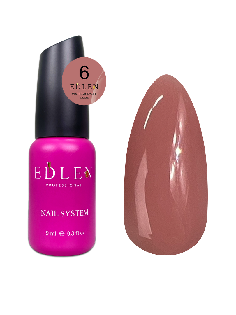 Рідкий гель для зміцнення та моделювання нігтя Edlen Water Acrygel Nude No06 нюд, 9 мл