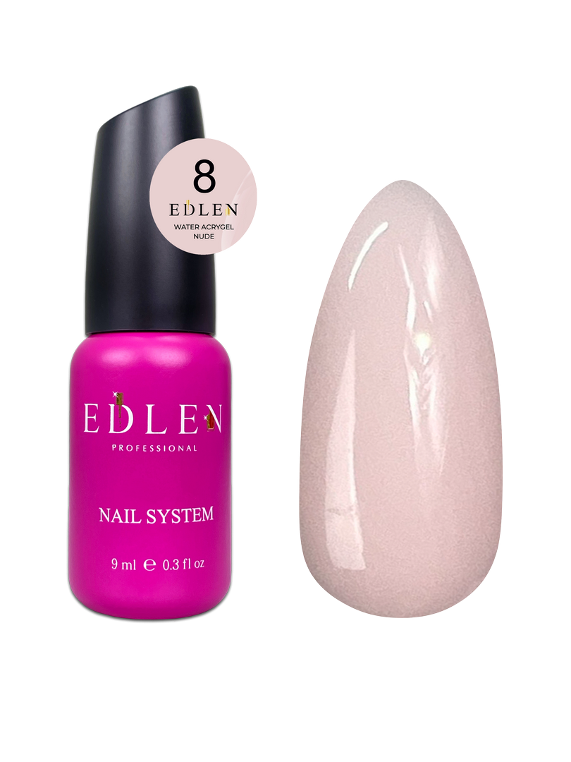 Рідкий гель для зміцнення та моделювання нігтя Edlen Water Acrygel Nude No08 світло-персиковий, 9 мл