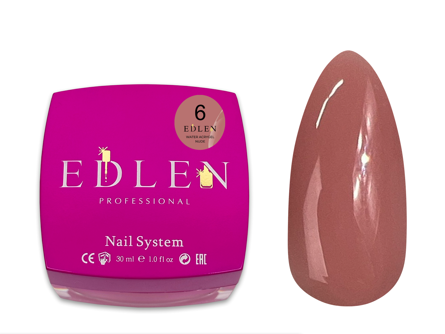 Рідкий гель для зміцнення та моделювання нігтя Edlen Water Acrygel Nude №06 нюдовий, 30 мл