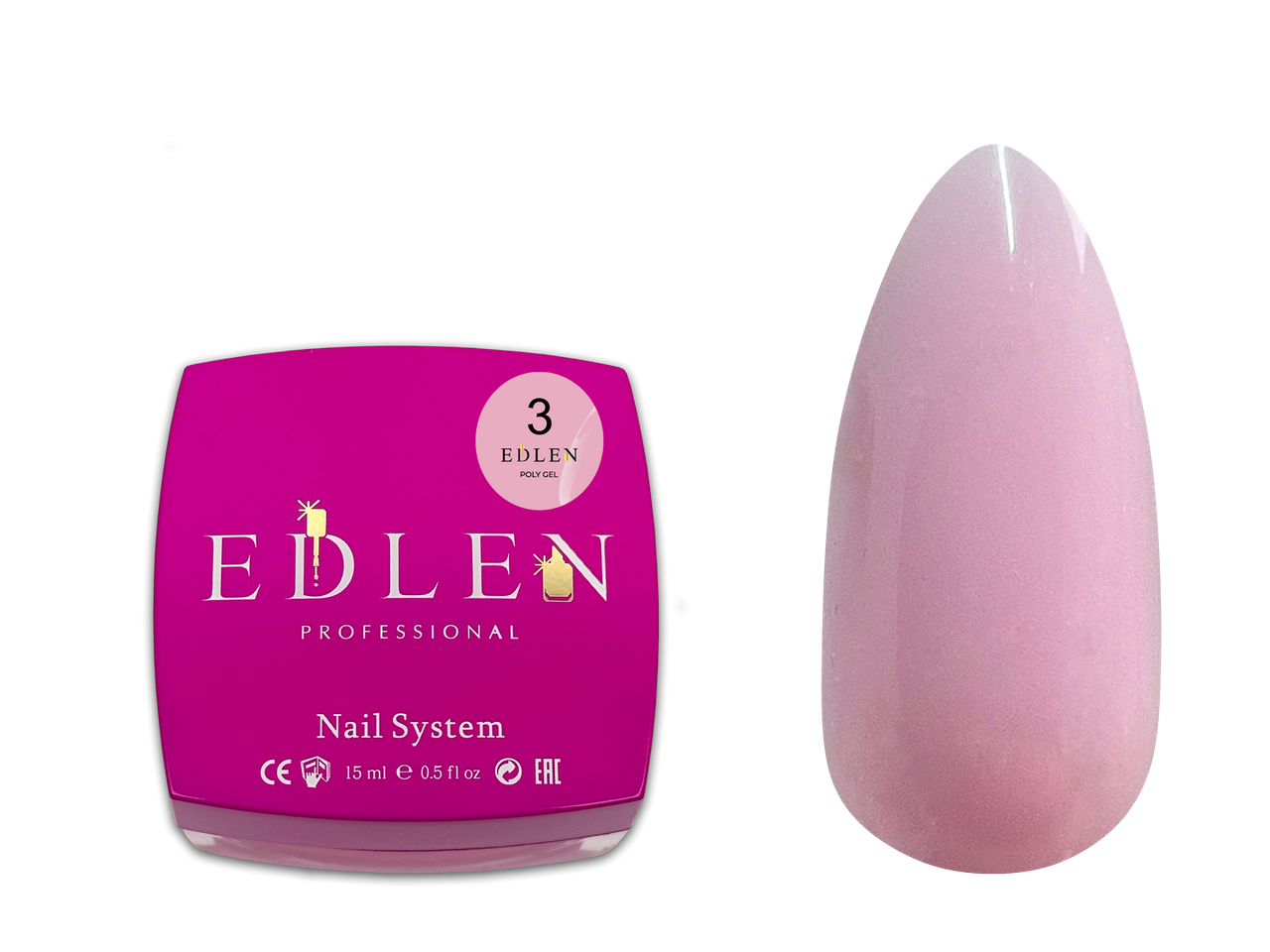 Полігель Edlen Poly gel №3 рожевий, 15 мл