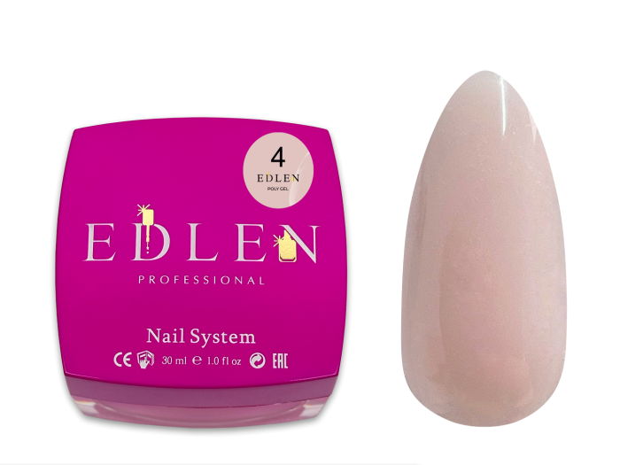 Полігель нарощування для нігтів Edlen Poly gel №4 пастоподібний бежевий, 30 мл