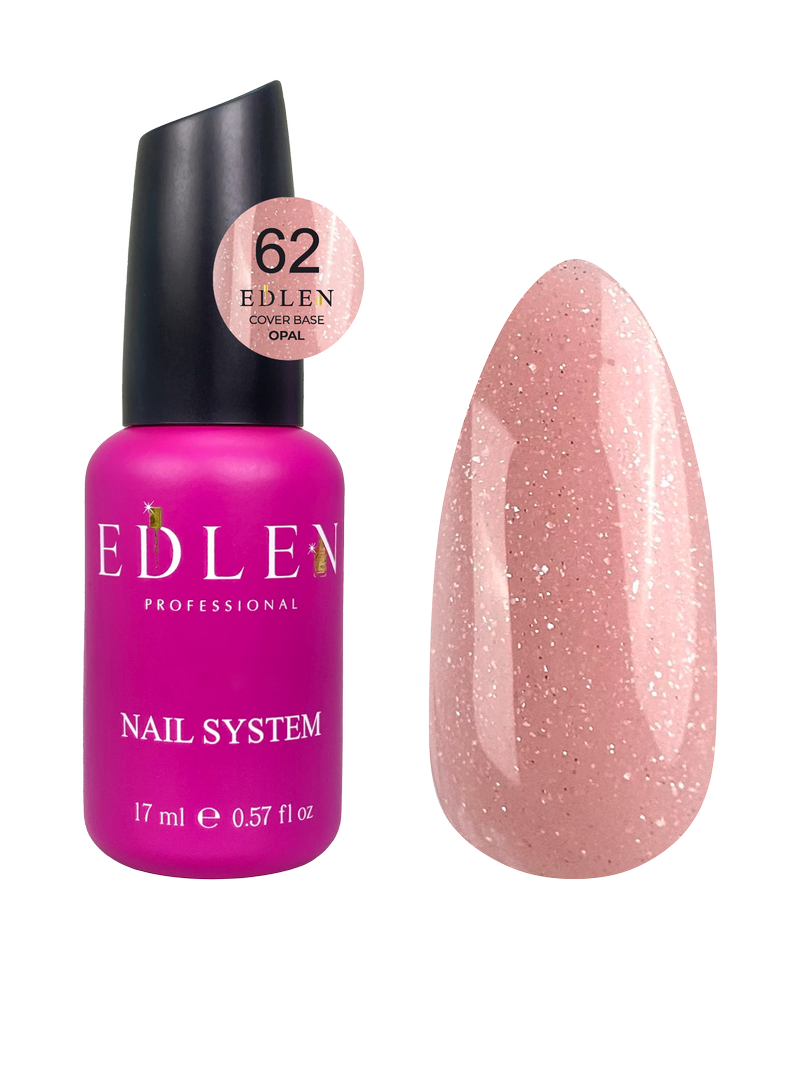 Камуфлююча база Edlen Cover base Opal №62 тепло бежева з опаловим шимером, 17 мл