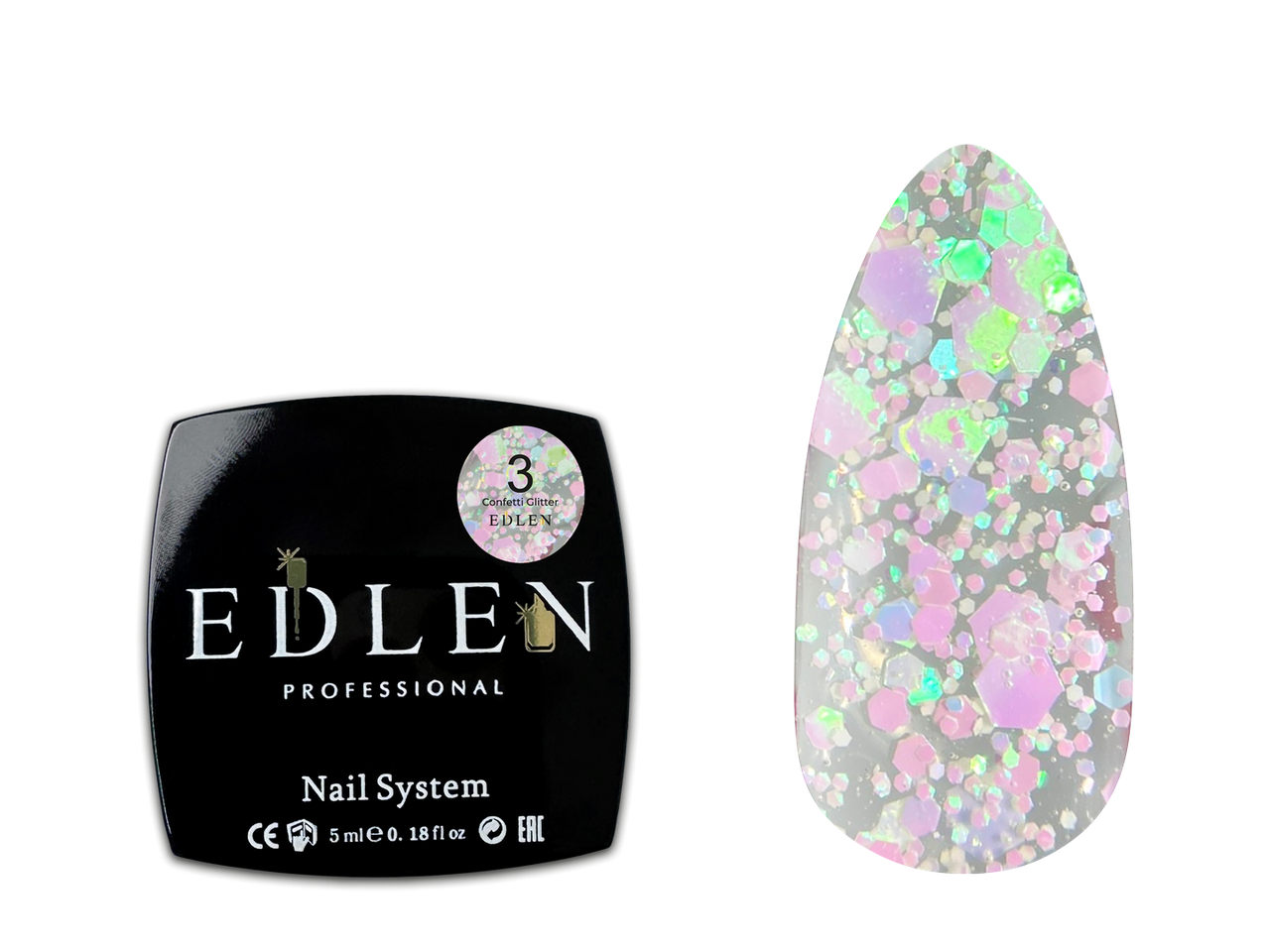Гель-лак для нігтів Edlen Confetti Glitter №03, 5 мл