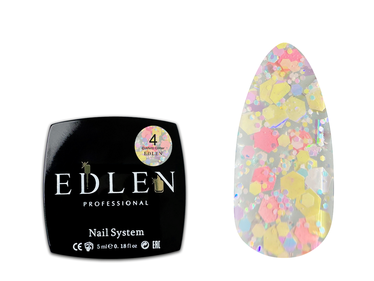 Гель-лак для нігтів Edlen Confetti Glitter №04, 5 мл