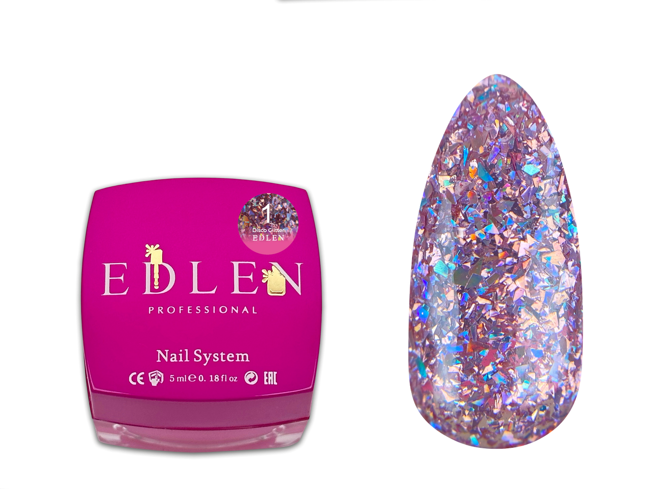 Гель для дизайну нігтів Disco Glitter Edlen №01, 5 мл