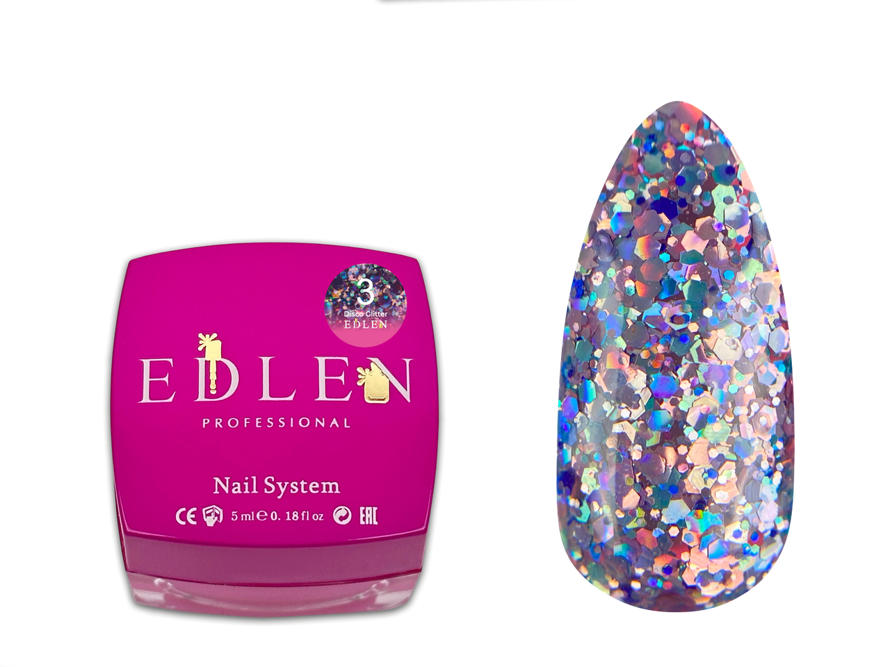 Гель для дизайну нігтів Disco Glitter Edlen №03, 5 мл