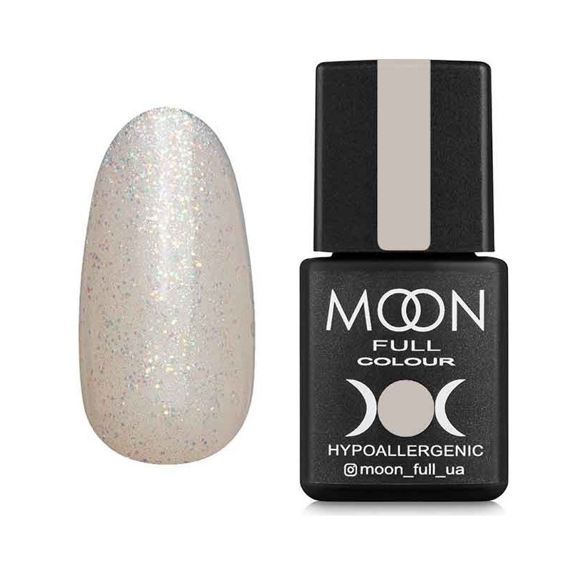 Гель-лак для нігтів Moon Full Opal color №502 напівпрозорий з дрібним різнокольоровим шимером, 8 мл
