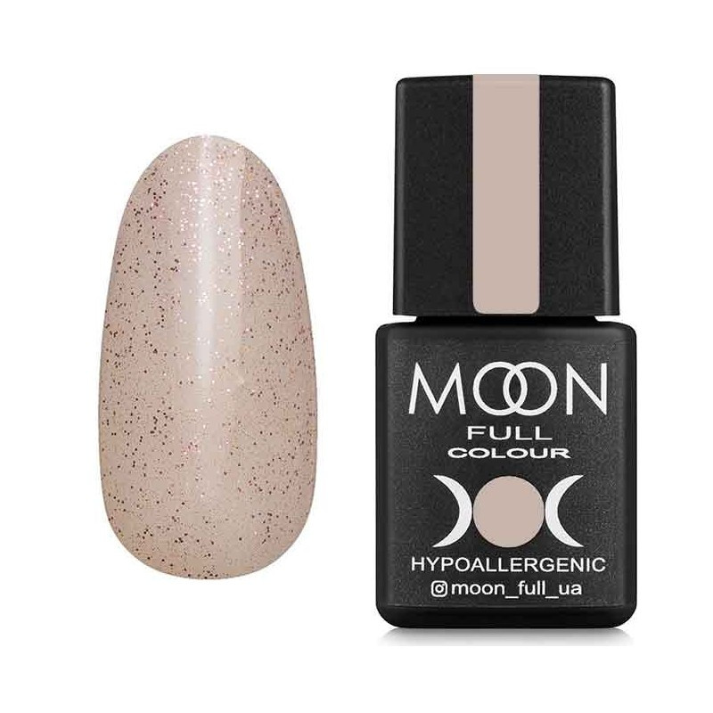 Гель-лак для нігтів Moon Full Opal color №503 бежевий напівпрозорий з дрібним рожевим шимером, 8 мл