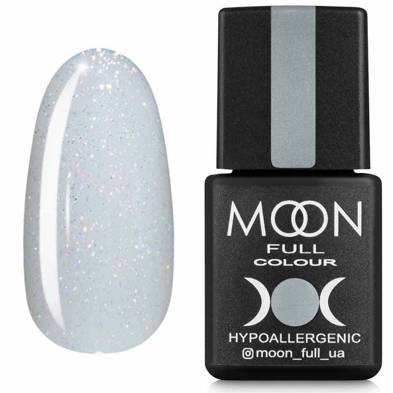 Гель-лак для нігтів Moon Full Opal color №507 напівпрозорий з різнокольоровими блискітками, 8 мл