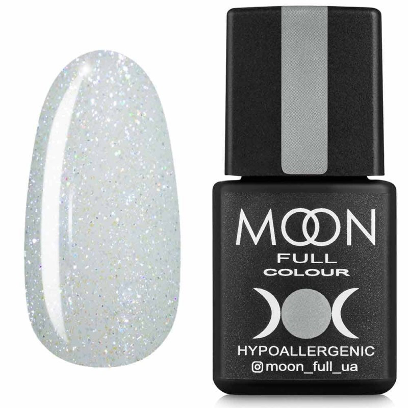 Гель-лак для нігтів Moon Full Opal color №508 напівпрозорий з блакитними блискітками, 8 мл