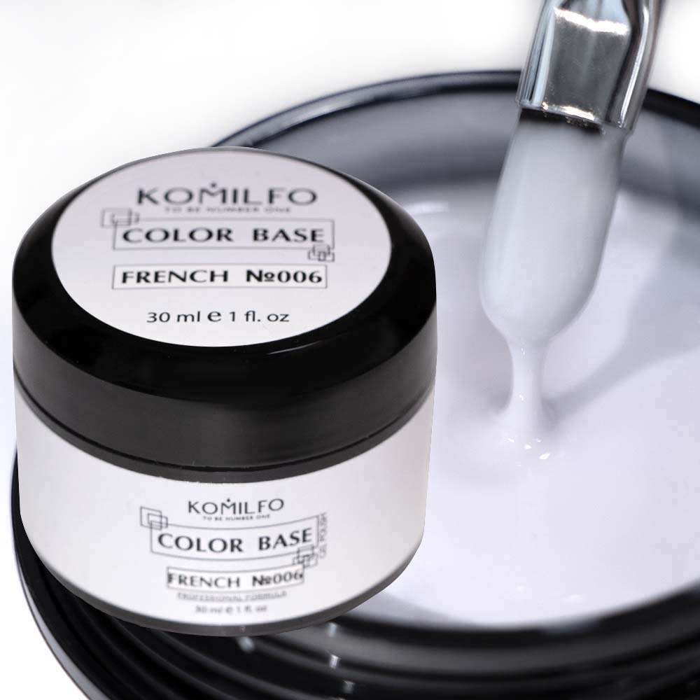 База для нігтів Komilfo Color Base French 006 молочний, холодний білий, 30 мл